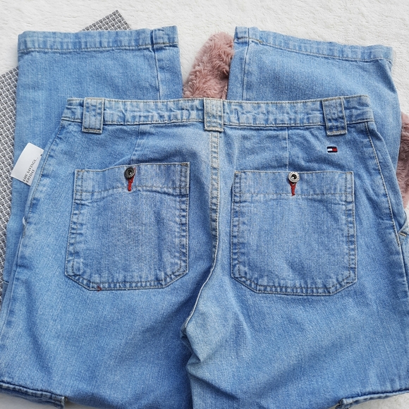 Vintage Tommy Hilfiger Y2K Crop Jeans Cargo Pocket Hi Rise Mom Denim NEW - Picture 8 of 12